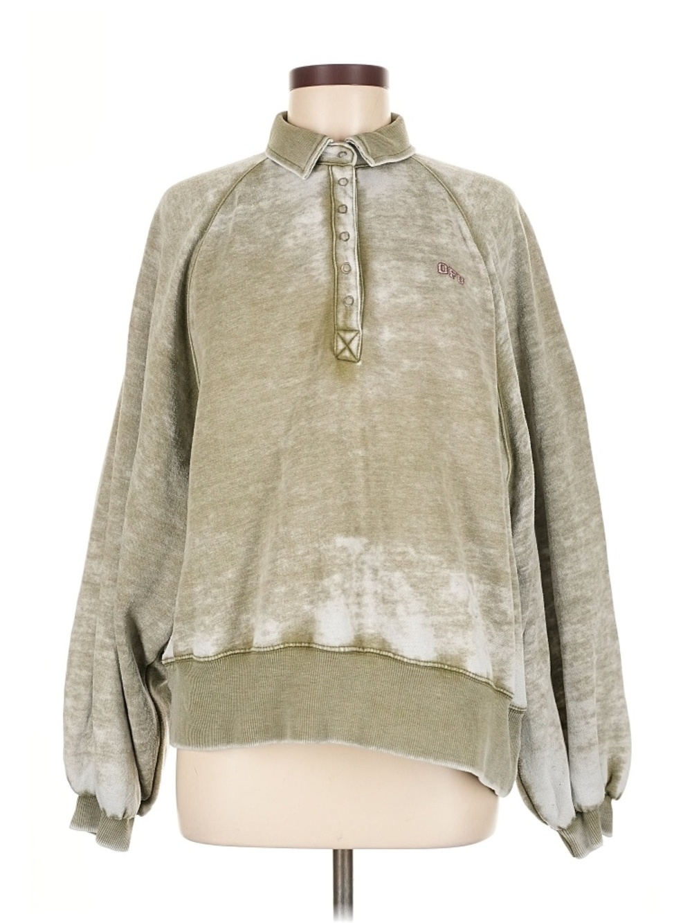 Out From Under Distressed Olive Polo Sweatshirt Size M